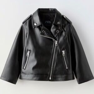 Zara baby faux leather biker jacket